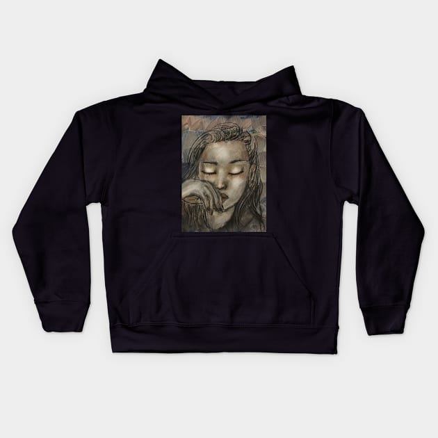 Afternoon Contemplation Kids Hoodie by YaebaArts